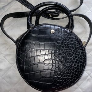 Round Black Leather Bag